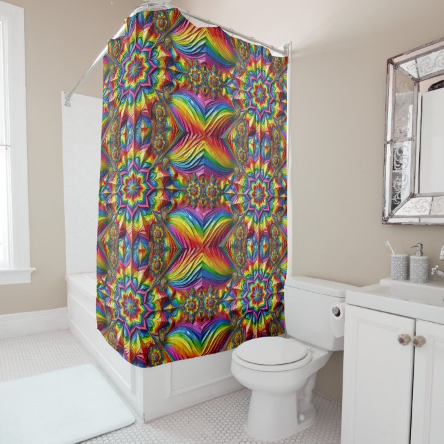  Shower Curtain with LGBTQ Colours (In Situ)