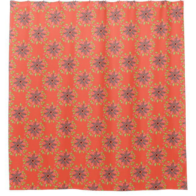Shower Curtain With Orange And Modern Design (Front)