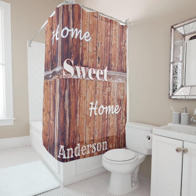 Shower Curtain Wood Home Sweet Home (In Situ)
