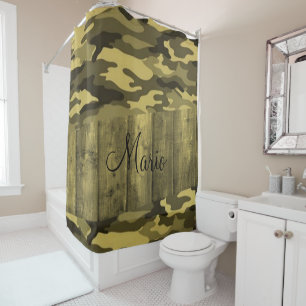 Shower Curtain Yellow Black Army