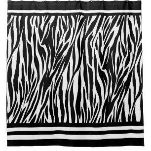 Shower Curtain/Zebra Print Black and White Curtain