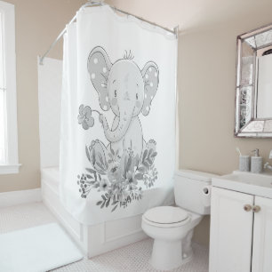 Shower Curtains Elephant Floral