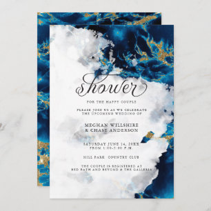 Shower Invite Blue Sapphire Watercolor Geode