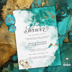 Shower Invite   Modern Turquoise Watercolor Geode