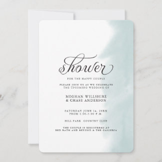 Shower Invite | Teal Green Watercolor Stroke