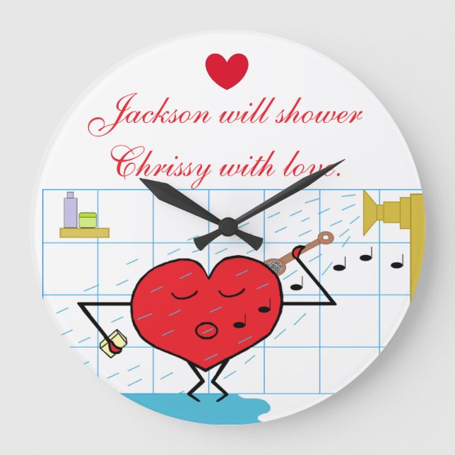 Shower Love Flows Large Clock (Front)