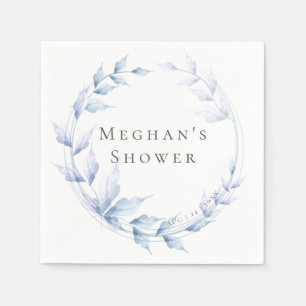 Shower Luncheon Dusty Blue and Pale Lilac Foliage Napkin