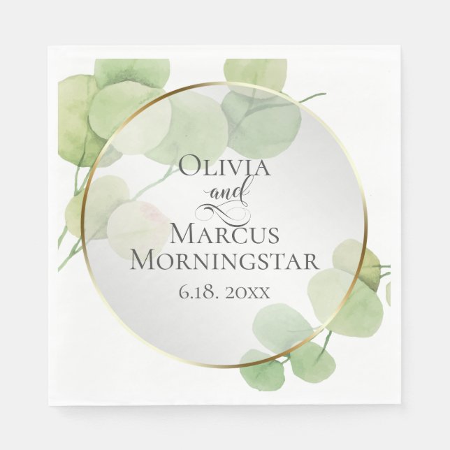 Shower | Modern Springtime Eucalyptus Napkin (Front)