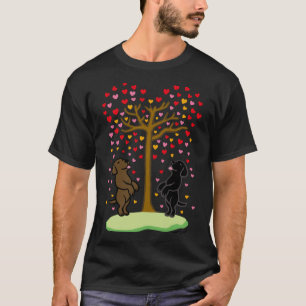Shower Of Hearts And Chocolate Labrador And Black T-Shirt