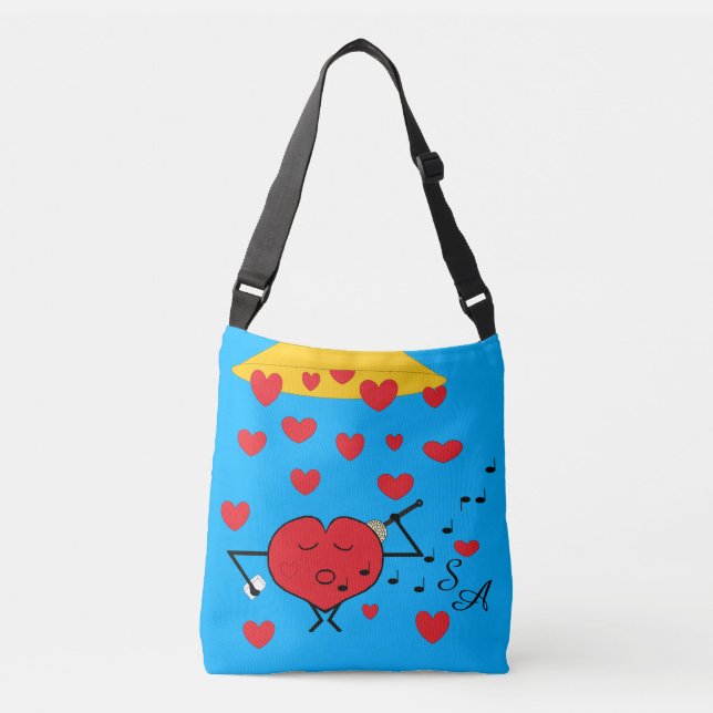 Shower of Hearts:  Dark Turquoise  Crossbody Bag (Front)