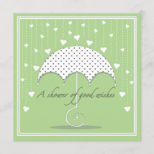 Shower of Hearts Green Baby Shower Invitation
