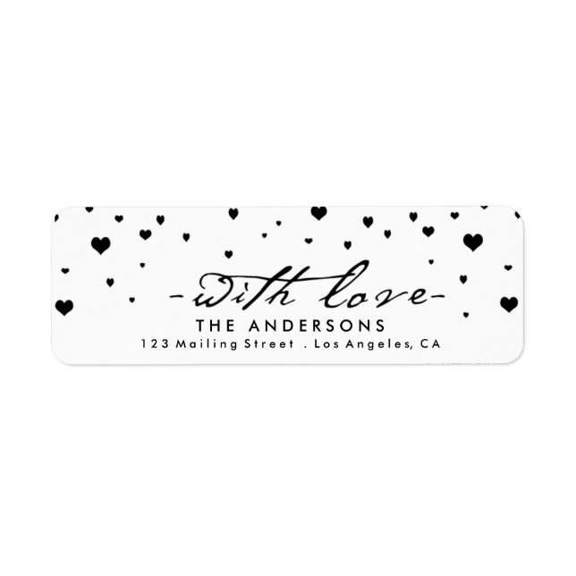Shower of Hearts Modern Valentine's Day Return Address Label (Front)
