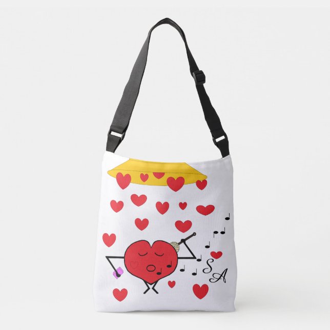 Shower of Hearts:  White  Crossbody Bag (Front)