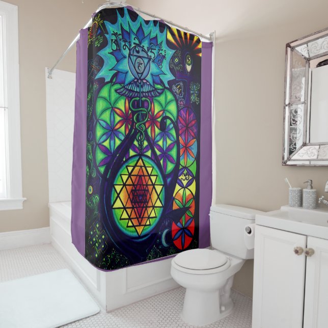 Shower of Sacred Symbolism Shower Curtain (In Situ)