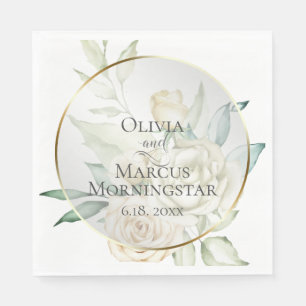 Shower   Pale Yellow Blush Watercolor Roses Napkin