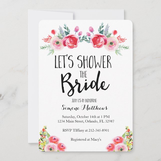 Shower the Bride Floral Bridal Shower Invitation (Front)