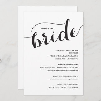Shower the Bride Script Bridal Shower Invitation