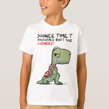 Shower Time? Funny Towel T-Rex Dinosaur Cartoon