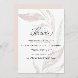 SHOWER   Wisp of Colour Pale Coral Foliage Invitation