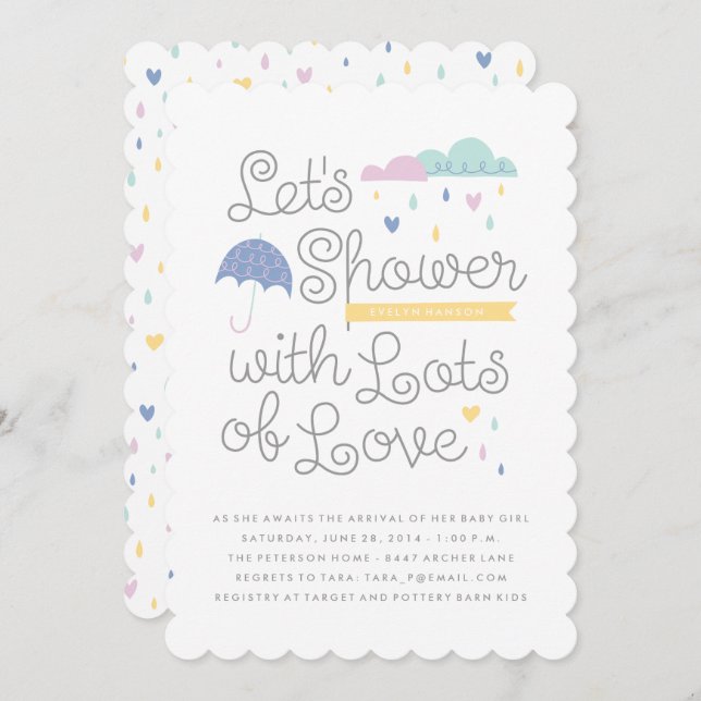 Shower with Love Baby Shower Invitation - Blue (Front/Back)