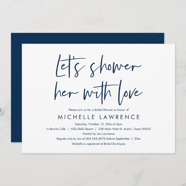 Shower with love, Modern Casual Bridal Shower Invi Invitation (Front/Back)
