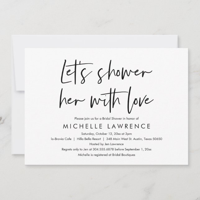 Shower with love, Modern Casual Bridal Shower Invitation (Front)