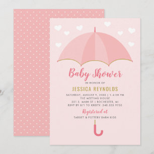 Showered With Love Blush Pink Umbrella Baby Shower Invitation