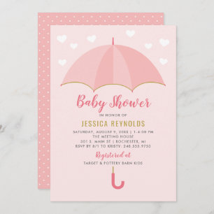 Showered With Love Blush Pink Umbrella Baby Shower Invitation