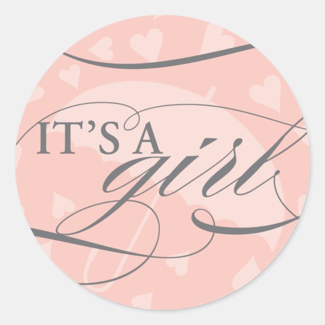 Showered with Love - It's a Girl Sticker (Front)