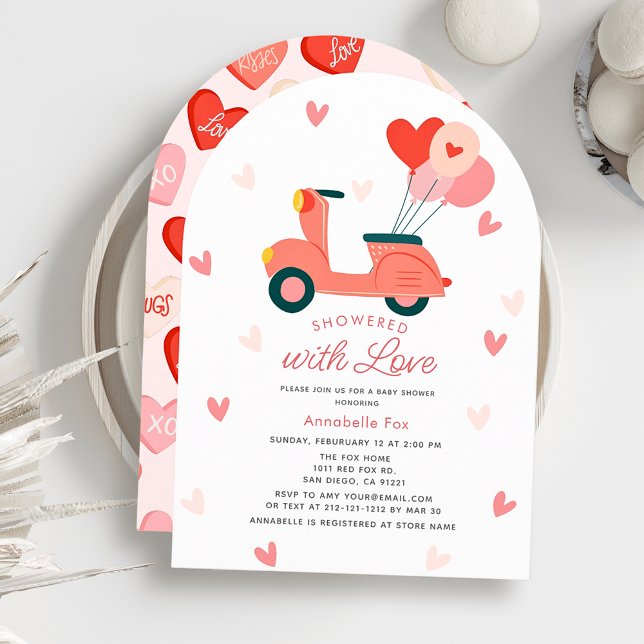 Showered with Love Motor Scooter Girl Baby Shower Invitation (Creator Uploaded)
