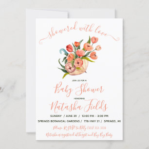 Showered With Love! Umbrella Baby Shower Invitation