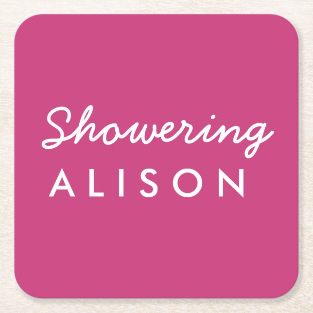 Showering the Mum-to-Be Baby Shower Coaster Pink (Front)