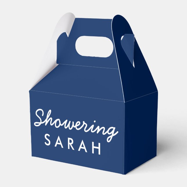 Showering the Mum-To-Be Tent Favour Box - Navy Blu (Front Side)