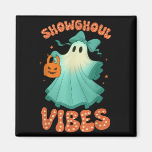 Showghoul Vibes Retro Spooky Halloween Orange Blue Magnet