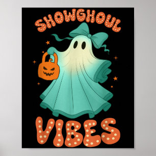 Showghoul Vibes Retro Spooky Halloween Orange Blue Poster