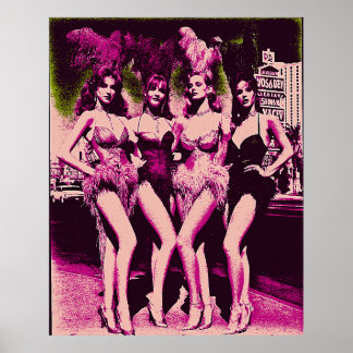Showgirl Baddies Pink and Green Risograph  Poster