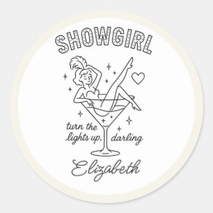 Showgirl Martini Bachelorette Classic Round Sticker