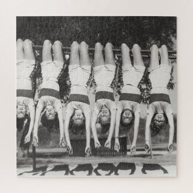 Showgirls on monkey bars, playful design. jigsaw puzzle (Vertical)