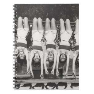 Showgirls on monkey bars, playful design. notebook