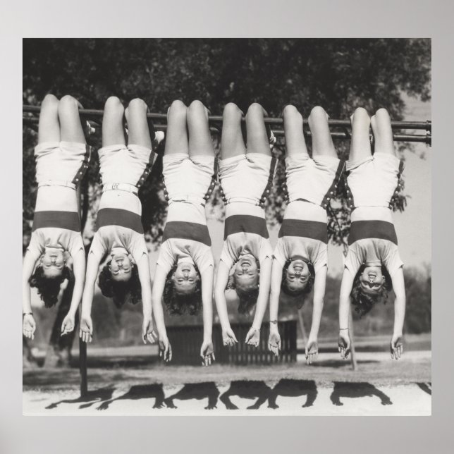 Showgirls on monkey bars, playful design. poster (Front)