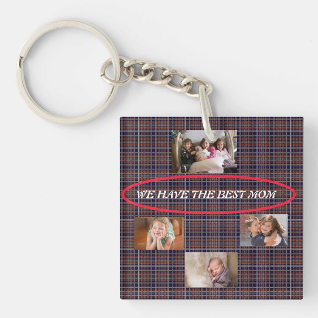 Showing Love For Mum 4 photos Tartan Plaid Key Ring (Front)