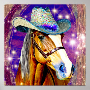 Showtime - Horse Wearing a Cowboy Hat Art Print