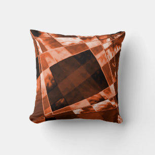 Showy brown orange inclined squares and rectangles cushion
