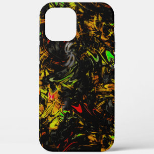 Showy colourful spots wrapped by flashy black iPhone 12 pro max case