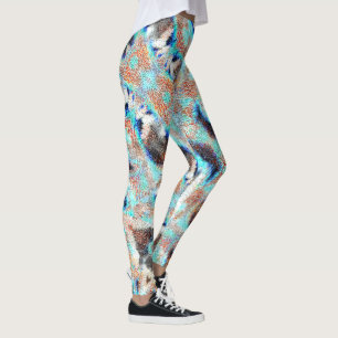 Showy colours splash texture sky orange blue... leggings