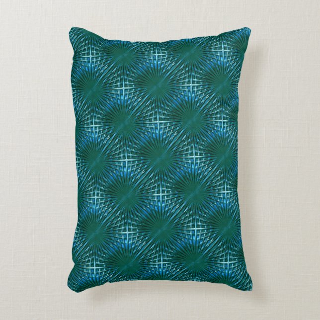 Showy cyan pointed grid looking puffed or inflated decorative cushion (Front(Vertical))