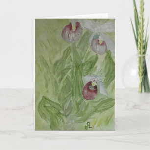 Showy Lady Slipper Orchids Thank You Card