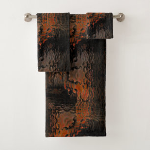 Showy molasses brown hammered bent glass repeated bath towel set