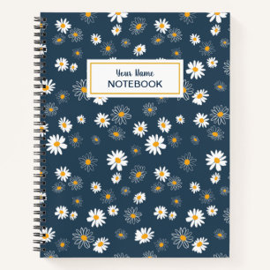 Showy Navy Yellow Daisies Flowers Name Notebook