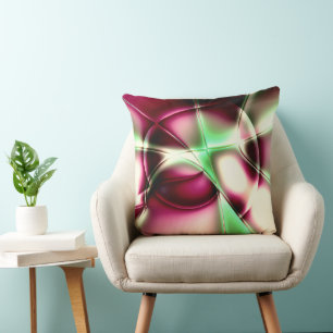 Showy pink to green in snail-like lines, to sepia cushion